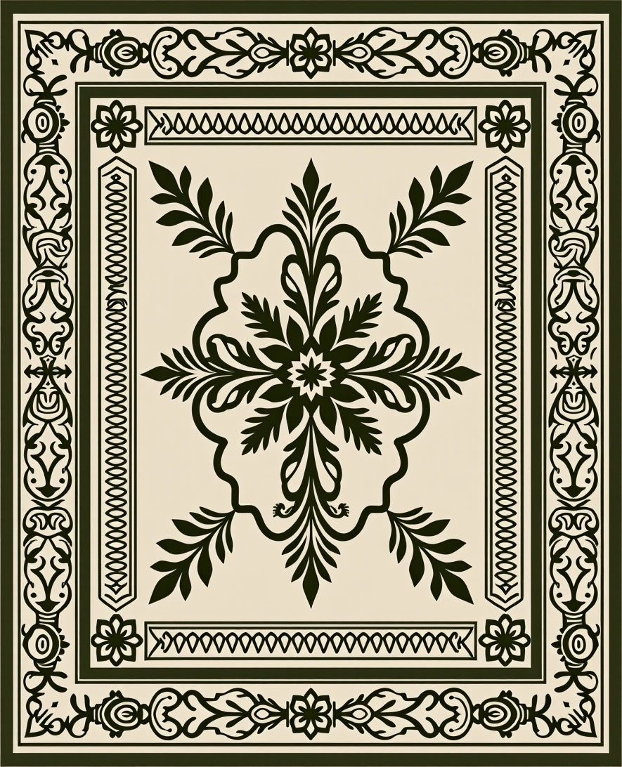 Ornate Floral Bordered Classic Medallion Rug