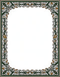 Ornate Green and Gold Filigree Border Rug