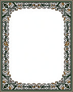 Ornate Green and Gold Filigree Border Rug