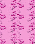 Abstract Whimsical Pink Line Art Design Rug