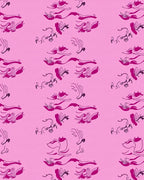 Abstract Whimsical Pink Line Art Design Rug