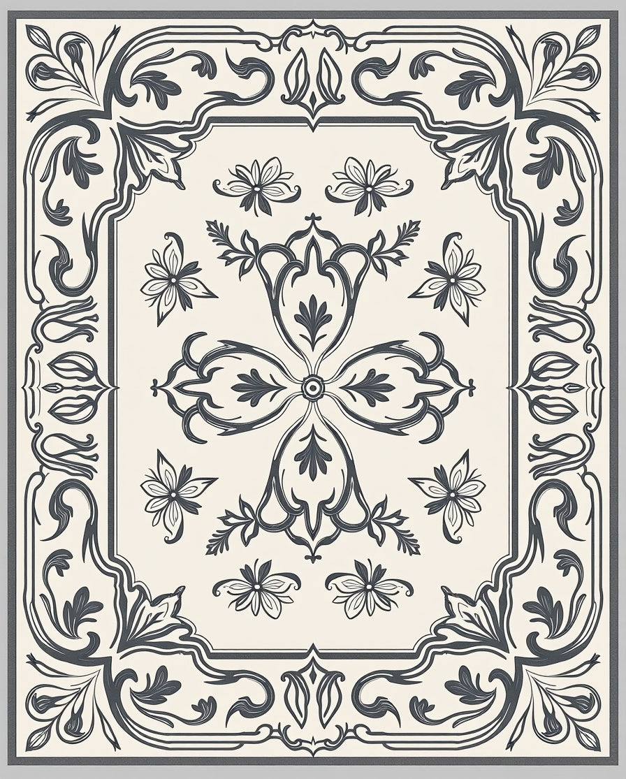 Classic Floral Scrollwork Pattern Rug