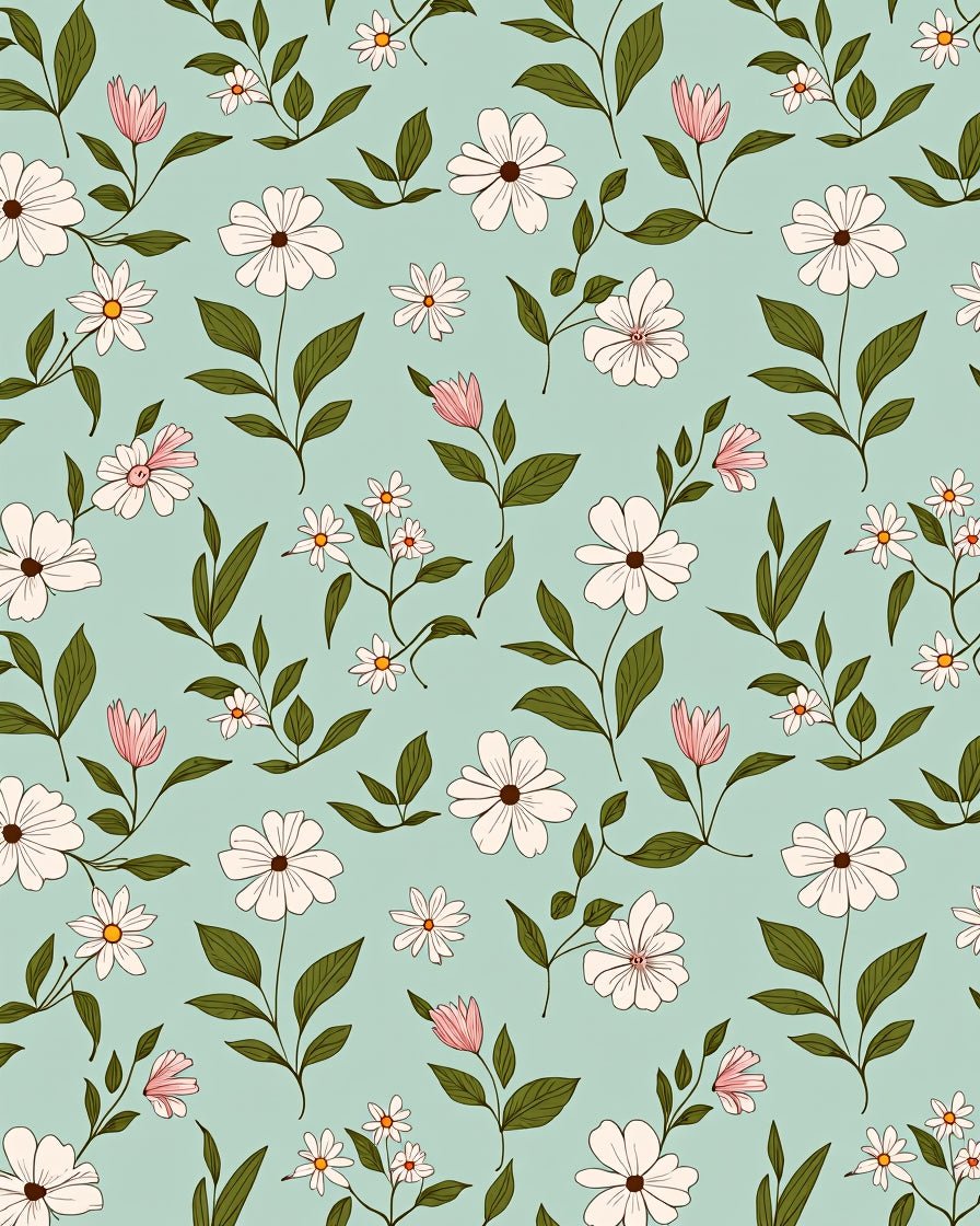 Delicate Floral Patterned Garden Design Rug