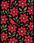 Crimson Cardinal Floral Garland Rug