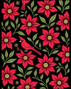 Crimson Cardinal Floral Garland Rug