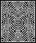 Black White Geometric Maze Pattern Rug