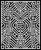 Black White Geometric Maze Pattern Rug