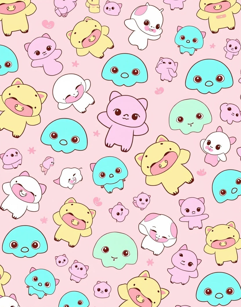 Cute Kawaii Monster Pattern Design Rug