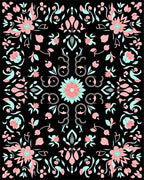 Floral Botanic In Black Design Rug