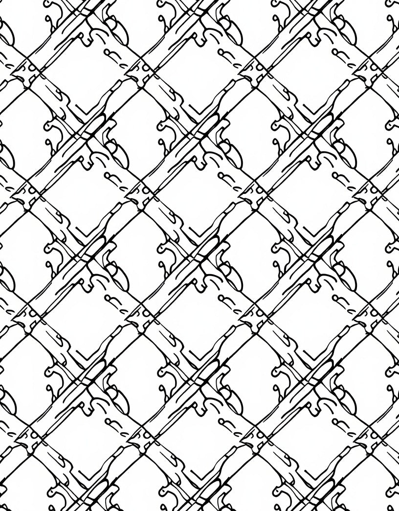 Black White Interlocking Diamond Pattern Rug