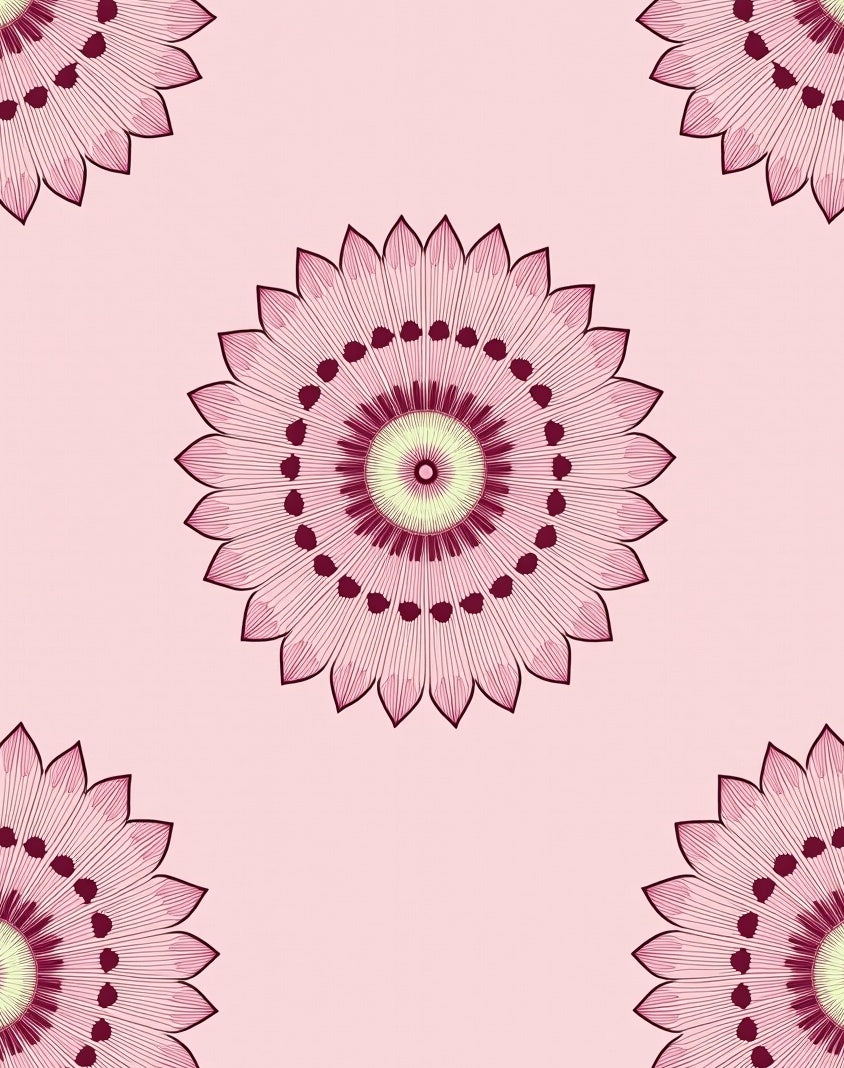 Pink Floral Mandala Design Rug