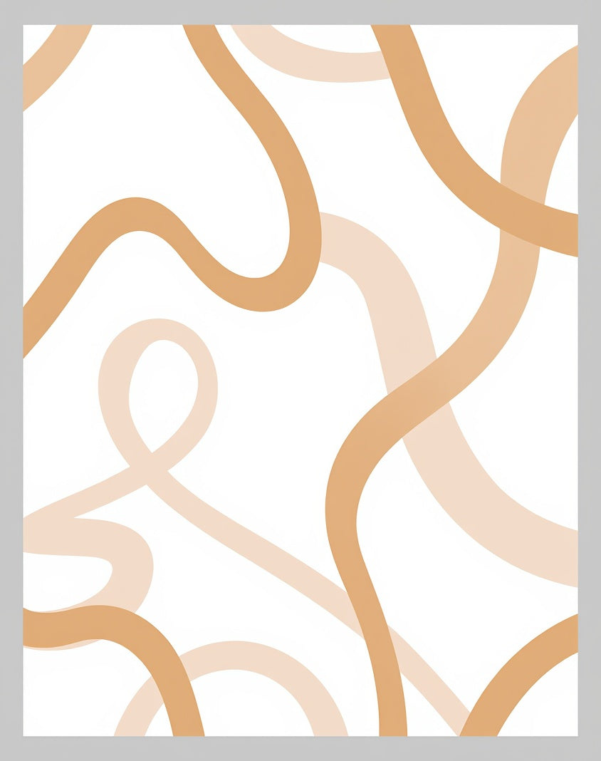 Warm Beige Abstract Swirl Ribbons Rug