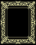 Golden Elaborate Scrollwork Frame Design Rug