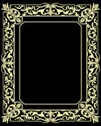 Golden Elaborate Scrollwork Frame Design Rug