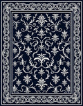 Damask Floral Border Design Rug