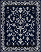 Damask Floral Border Design Rug