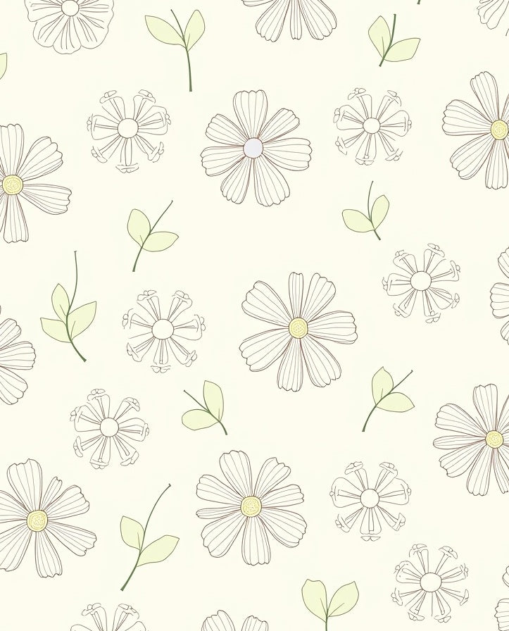 Delicate Daisy Outline Pattern Rug