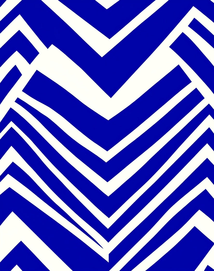 Bold Blue White Angle Pattern Rug