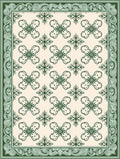 Classical Green Floral Repeating Pattern Rug