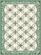 Classical Green Floral Repeating Pattern Rug