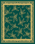 Emerald Gold Floral Pattern Rug