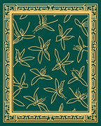 Emerald Gold Floral Pattern Rug