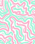 Pink Aqua Abstract Swirl Pattern Rug