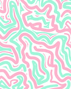 Pink Aqua Abstract Swirl Pattern Rug