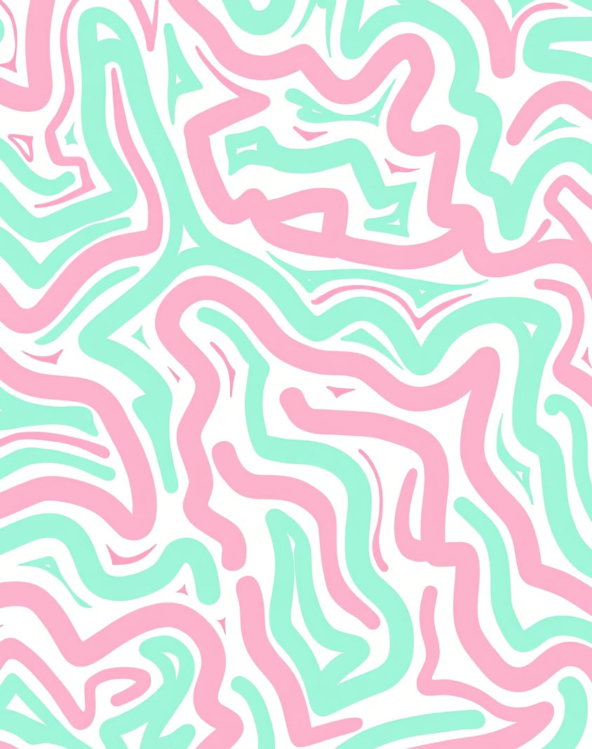 Pink Aqua Abstract Swirl Pattern Rug