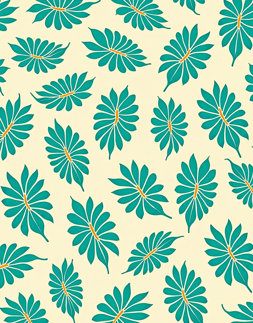 Tropical Leaf Pattern Rug