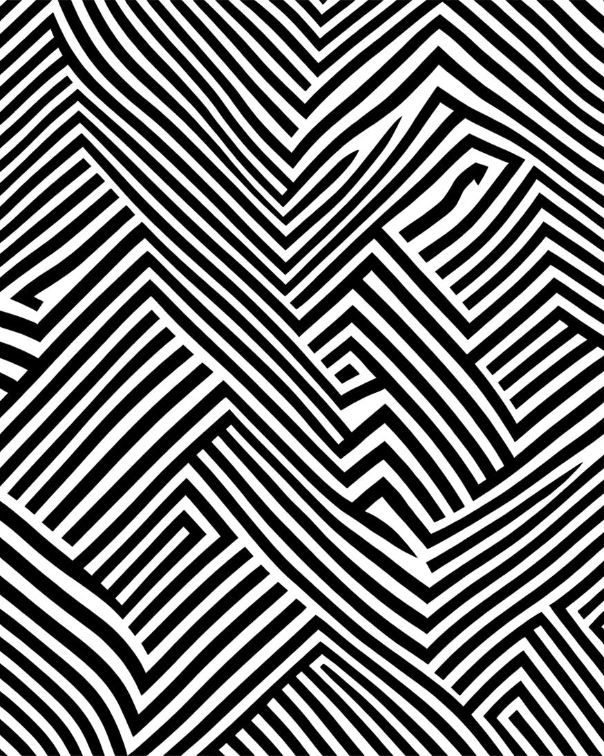 Modern Black White Geometric Lines Rug