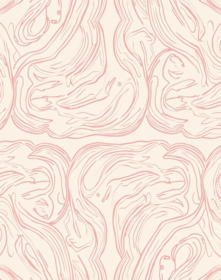 Soft Pink Abstract Swirl Design Rug