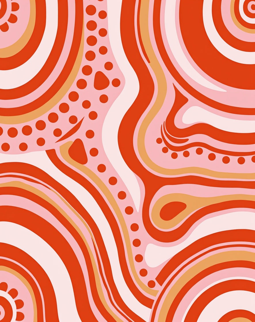 Retro Abstract Swirls Pattern Rug