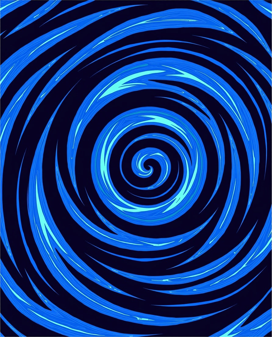 Abstract Blue Swirl Pattern Rug