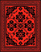 Bold Floral Border Pattern Rug