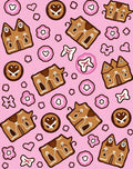 Pink Brown Gingerbread Folk Art Rug