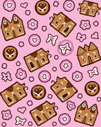 Pink Brown Gingerbread Folk Art Rug