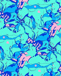 Abstract Blue Pink Swirls Pattern Rug