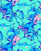 Abstract Blue Pink Swirls Pattern Rug