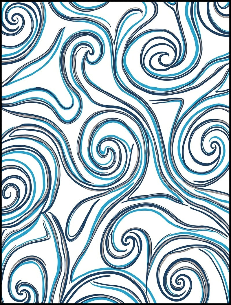 Bold Blue Swirl Wave Pattern Rug