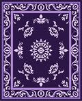 Ornate Floral Patterned Violet Rug