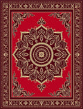 Red Gold Floral Medallion Rug