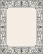 Ornate Scrollwork Black Border Design Rug