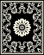 Elegant Black Cream Floral Pattern Rug