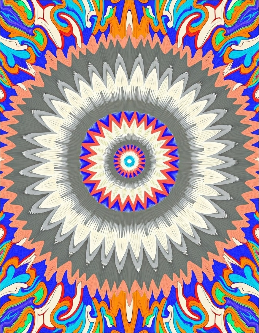 Vibrant Radial Patterned Abstract Rug
