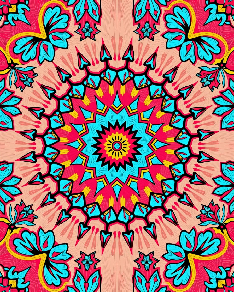 Vibrant Floral Mandala Pattern Rug