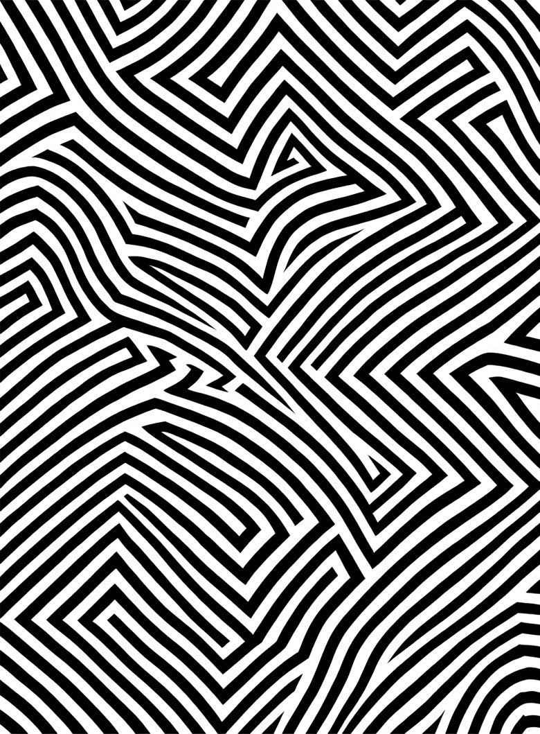 Bold Black White Interlocking Pattern Rug