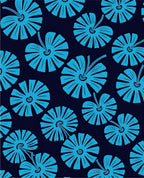 Bright Blue Floral Fan Pattern Rug