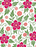 Whimsical Pink Floral Vine Pattern Rug