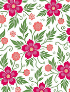 Whimsical Pink Floral Vine Pattern Rug